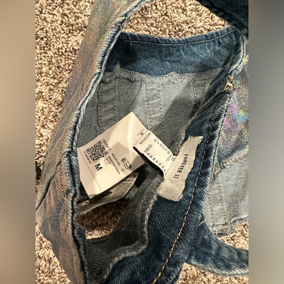 Iridescent Denim Jean Corset M Euphoria Britney Look - Picture 8 of 11